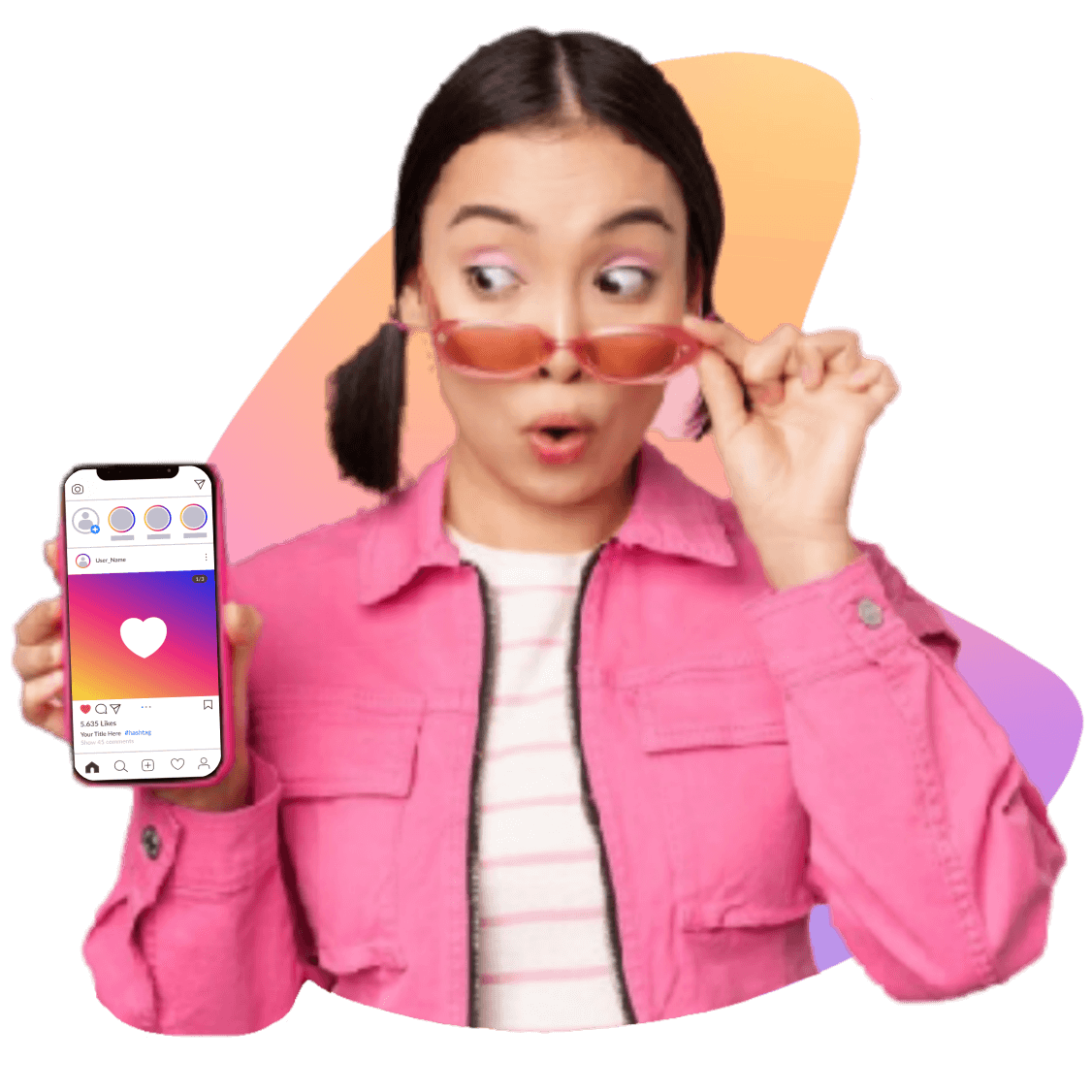 woman wearing glasses looking at graphs that are positive