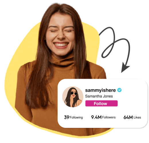 woman smiling because her tiktok account became famous