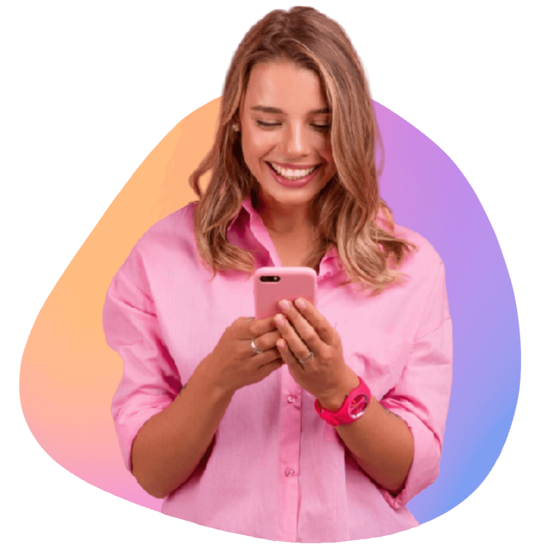 woman smiling because her instagram account became famous