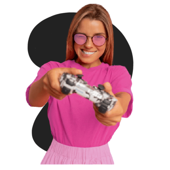 man in blue smiling and pointing to the right