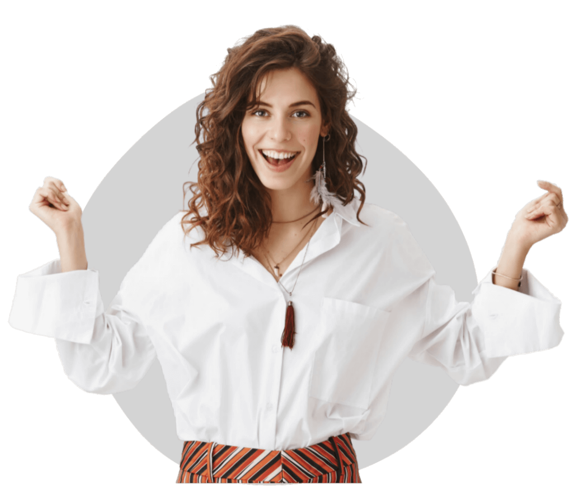 man in blue smiling and pointing to the right