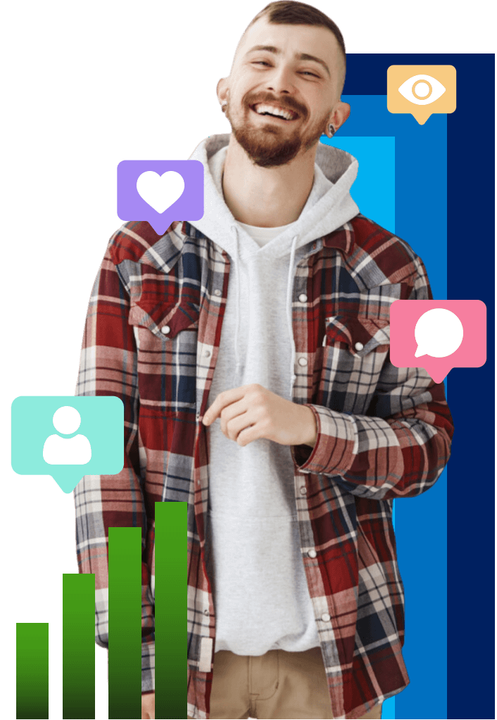 woman on her phone standing in front of the tiktok app