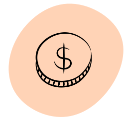 a dollar coin on an orange background